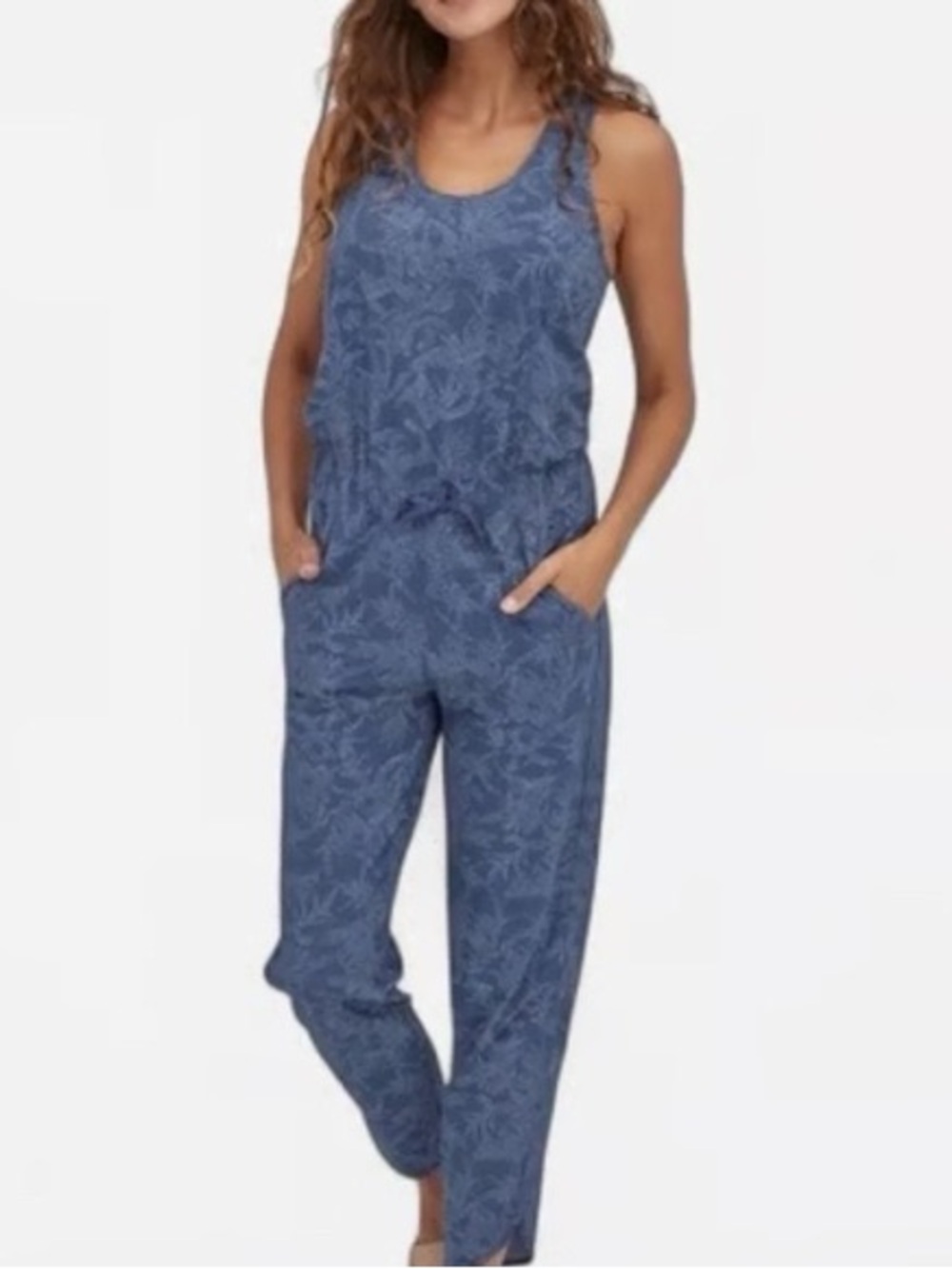 Patagonia Blue Printed Tank Jumpsuit